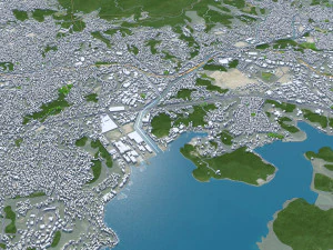 Sasebo city Nagasaki Japan 30km 3D Model