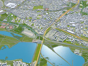 Sosnowiec city Poland 30km 3D Model