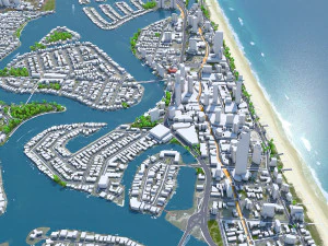 Серферс-Парадайз, город Квинсленд, Австралия, 10 км 3D Модель