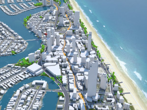 Surfers Paradise city Queensland Australia 10km Modello 3D