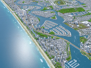 Surfers Paradise city Queensland Australia 10km Modello 3D