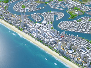 Surfers Paradise city Queensland Australia 10km Modello 3D