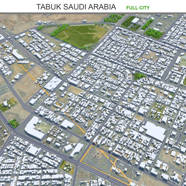 Tabuk City Saudi Arabia 30km 3D Модель .c4d .max .obj .3ds .fbx .stl .blend 
