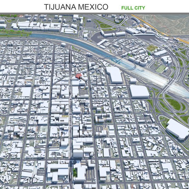 Tijuana city Mexico 40km Modèle 3D .c4d .max .obj .3ds .fbx .stl .blend 
