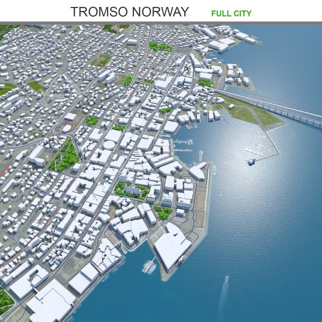 Tromso city Norway 40km 3D-Modell .c4d .max .obj .3ds .fbx .stl .blend 