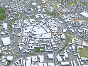 Wolverhampton city United Kingdom 30km 3D Model