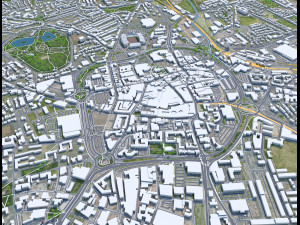Wolverhampton city United Kingdom 30km 3D Model