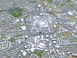 Wolverhampton city United Kingdom 30km 3D Model