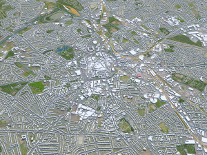 Wolverhampton city United Kingdom 30km 3D Model