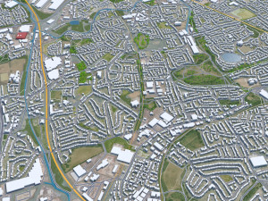 Wolverhampton city United Kingdom 30km 3D Model