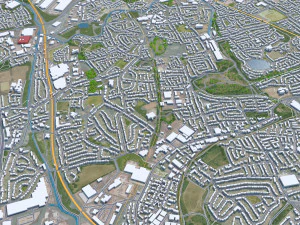 Wolverhampton city United Kingdom 30km 3D Model