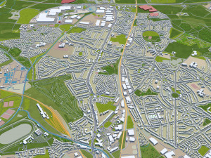 Wolverhampton city United Kingdom 30km 3D Model