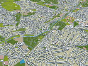 Wolverhampton city United Kingdom 30km 3D Model
