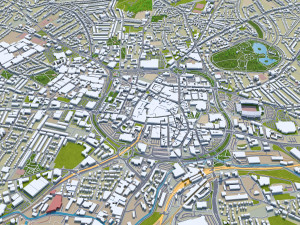 Wolverhampton city United Kingdom 30km 3D Model