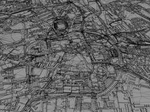 Wolverhampton city United Kingdom 30km 3D Model
