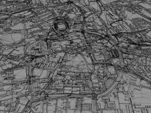 Wolverhampton city United Kingdom 30km 3D Model