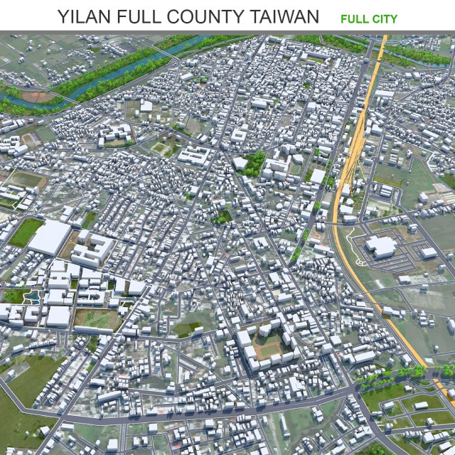 Yilan Full County Taiwan 50km Modelo 3D .c4d .max .obj .3ds .fbx .stl .blend 