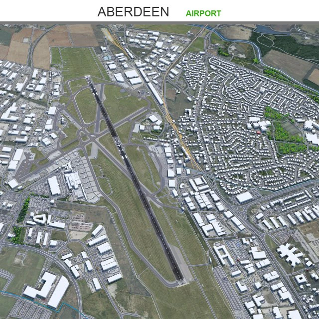Aberdeen Airport 10km 3D Model .c4d .max .obj .3ds .fbx .stl .blend 