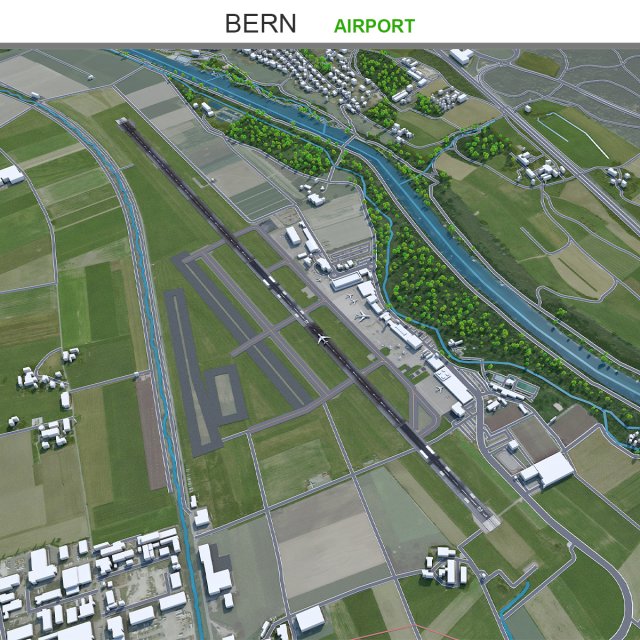 Bern Airport 10km Modèle 3D .c4d .max .obj .3ds .fbx .stl .blend 