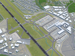 Birmingham Airport UK 10km 3D Model