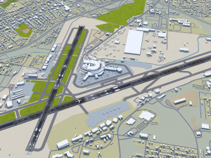 Birmingham Airport UK 10km Modelo 3D