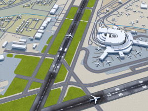 Birmingham Airport UK 10km Modelo 3D