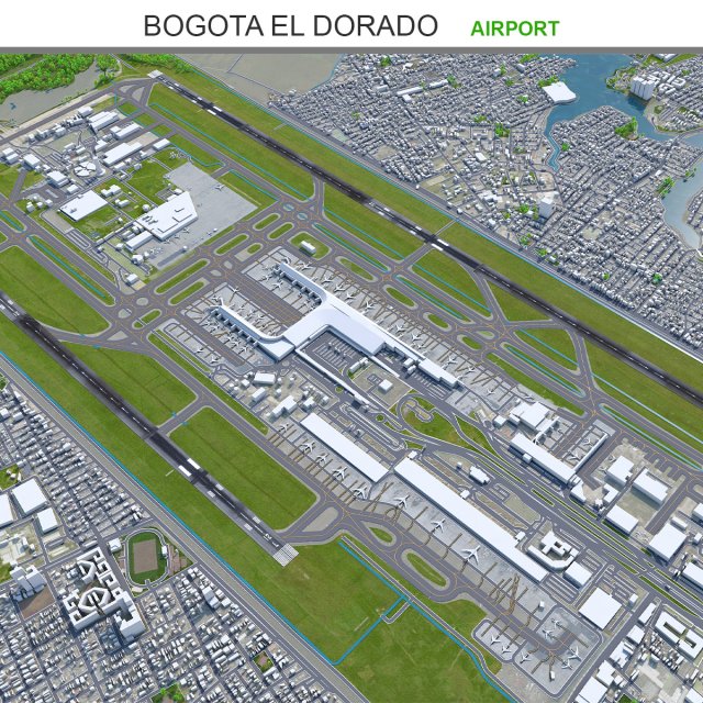 Bogota EL Dorado Airport 10km Model 3D .c4d .max .obj .3ds .fbx .stl .blend 