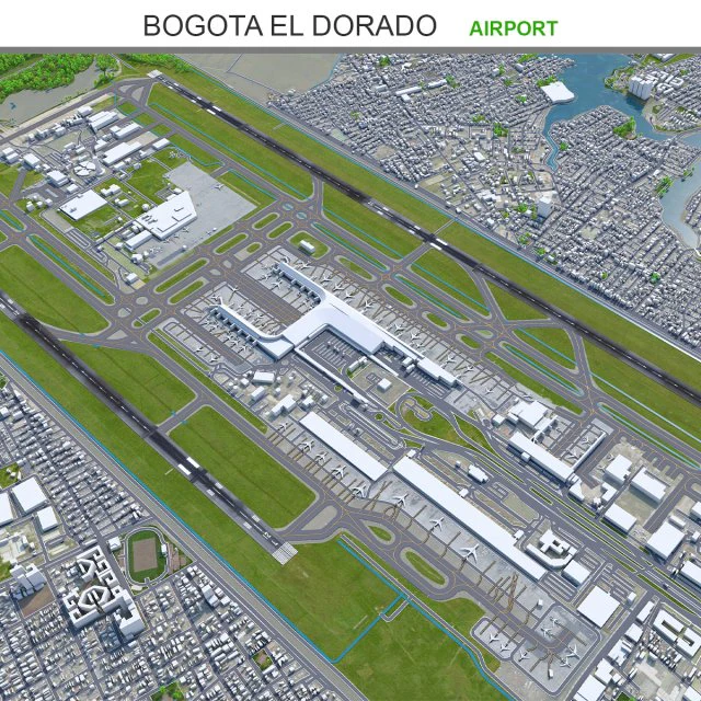 Bogota EL Dorado Airport 10km 3D Model .c4d .max .obj .3ds .fbx .stl .blend 