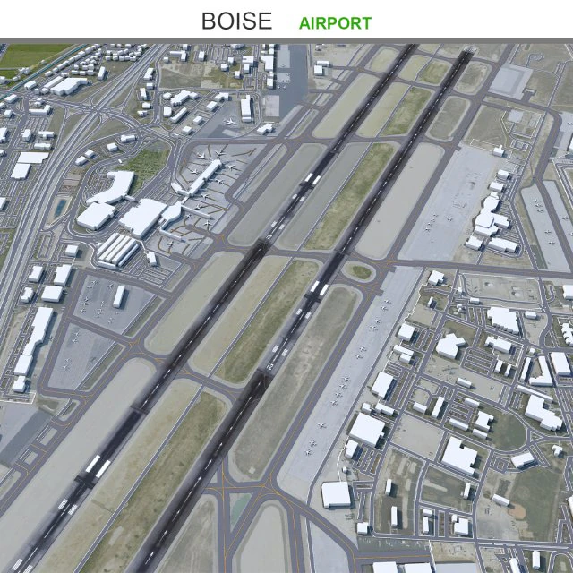 Boise Airport 10km 3D Model .c4d .max .obj .3ds .fbx .stl .blend 