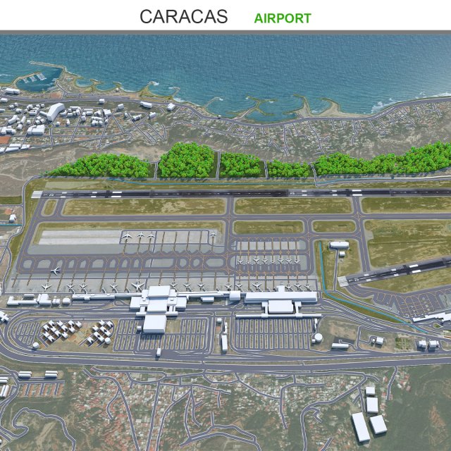 Caracas Airport 12km Modello 3D .c4d .max .obj .3ds .fbx .stl .blend 