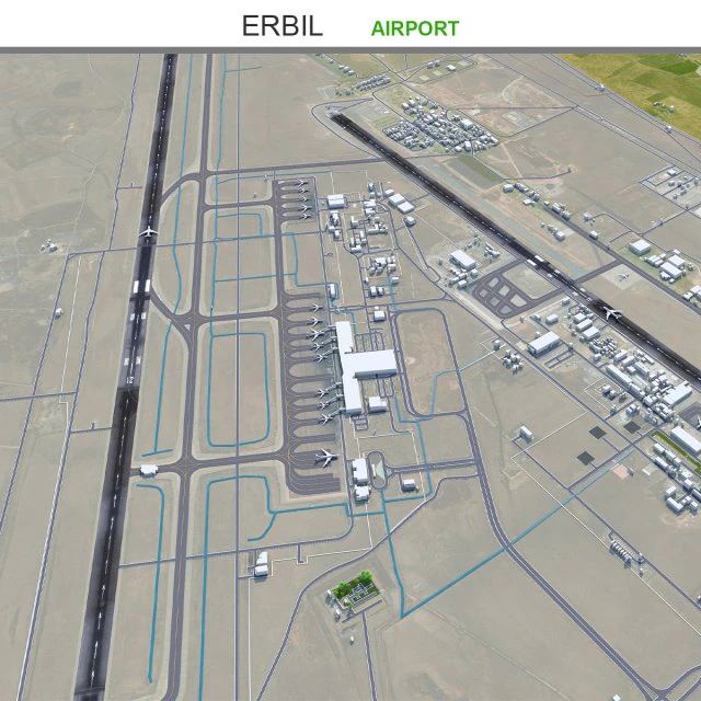 Erbil Airport 10km 3D Model .c4d .max .obj .3ds .fbx .stl .blend 