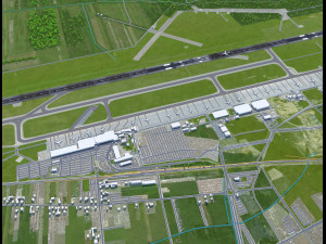 Katowice Wojciech Korfanty Airport 10km 3D Model