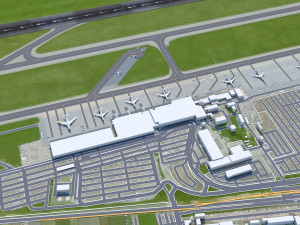 Katowice Wojciech Korfanty Airport 10km 3D Model