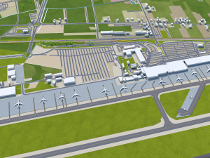 Katowice Wojciech Korfanty Airport 10km 3D Model