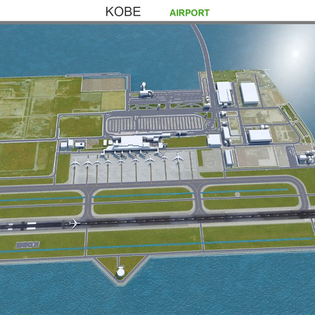 Kobe Airport 10km Modelo 3D .c4d .max .obj .3ds .fbx .stl .blend 