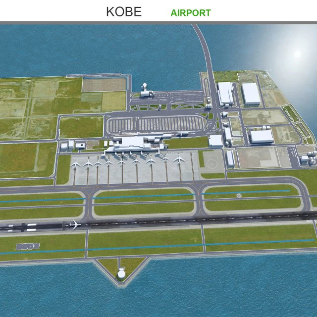 Kobe Airport 10km 3D Model .c4d .max .obj .3ds .fbx .stl .blend 