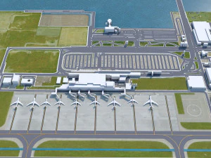 Kobe Airport 10km 3D Model