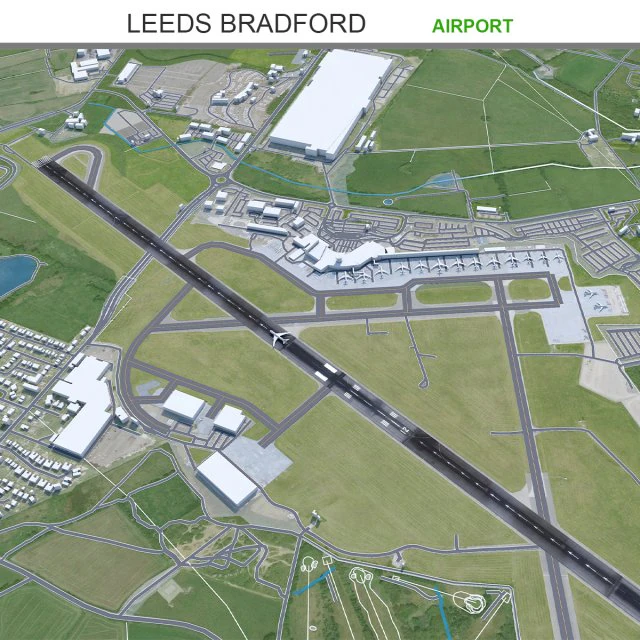 Аеропорт Лідс Бредфорд 10 км 3D Модель .c4d .max .obj .3ds .fbx .stl .blend 