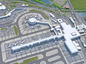 London Gatwick Airport 10km 3D Model
