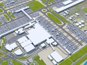 London Gatwick Airport 10km 3D Model