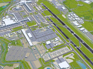 London Gatwick Airport 10km 3D Model