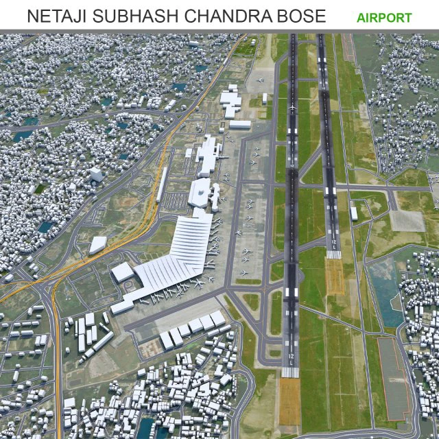 Netaji Subhash Chandra Bose International Airport Kolkata 10km 3D Model .c4d .max .obj .3ds .fbx .stl .blend 