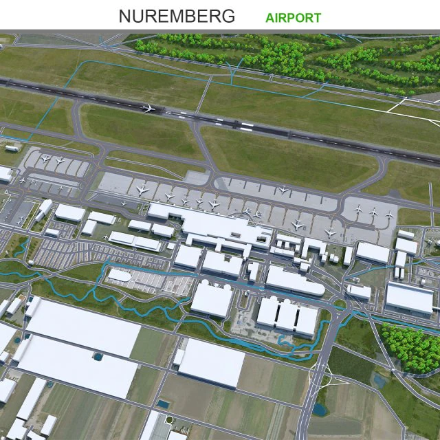 Nuremberg Airport 10km 3D Model .c4d .max .obj .3ds .fbx .stl .blend 