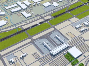 Piedmont Triad International Airport Greensboro 10km 3D Model