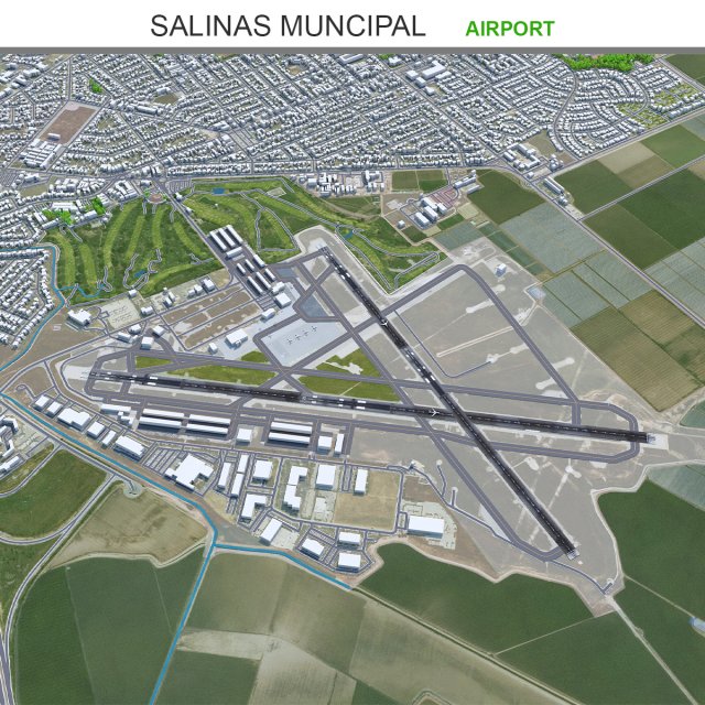 Salinas Muncipal Airport 10km 3Dモデル .c4d .max .obj .3ds .fbx .stl .blend 