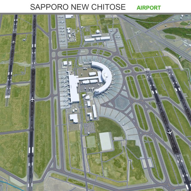 Sapporo New Chitose Airport 12km Modèle 3D .c4d .max .obj .3ds .fbx .stl .blend 