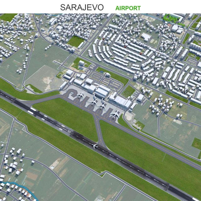 Sarajevo Airport 10km Modello 3D .c4d .max .obj .3ds .fbx .stl .blend 