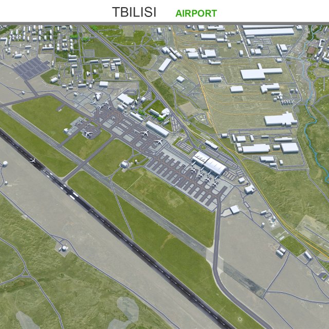 Tbilisi Airport 10km Modèle 3D .c4d .max .obj .3ds .fbx .stl .blend 