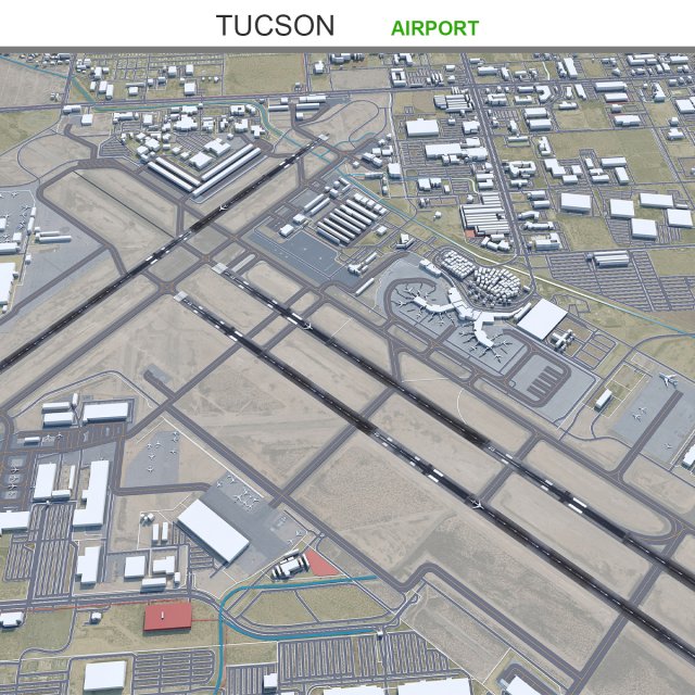 Tucson Airport 10km Modello 3D .c4d .max .obj .3ds .fbx .stl .blend 
