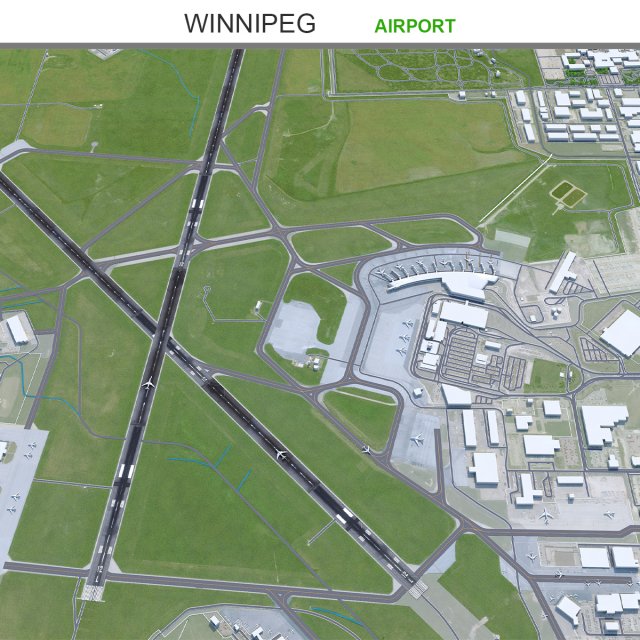 Winnipeg Airport 10km 3D 模型 .c4d .max .obj .3ds .fbx .stl .blend 
